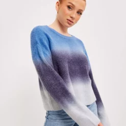 Object Collectors Item Objshading L/S Knit Pullover 124 .C Grovstrikkede trøjer Hushed Violet Java And Clematis Blue