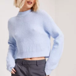 Nelly - Striktrøjer - Light Blue - Soft Knit Sweater - Trøjer