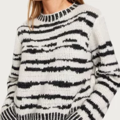 Object Collectors Item - Striktrøjer - Black White - Objcontessa L/S O-Neck Knit Pullove - Trøjer
