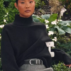 Nelly - Polotrøjer - Sort - Loose Polo Knit Sweater - Trøjer - Polos