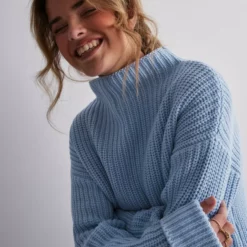 Selected Femme - Striktrøjer - Cashmere Blue - Slfselma Ls Knit Pullover Noos - Trøjer