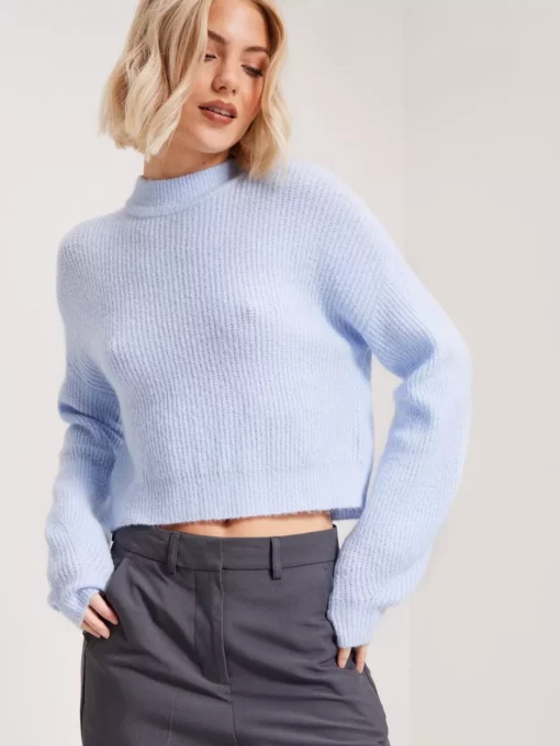 NLY Trend - Striktrøjer - Light Blue - Soft Knit Sweater - Trøjer